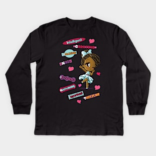 African American Girl Kids Long Sleeve T-Shirt